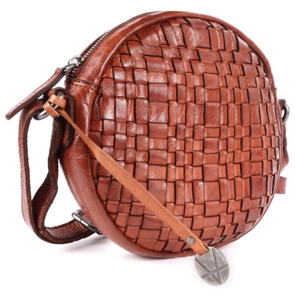 NAOMI ROUND BAG – Genuine Leather Round Crossbody Bag for Women - Cognac