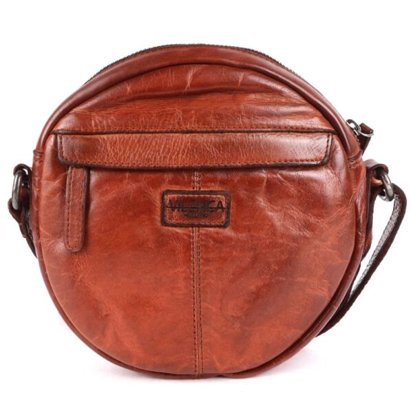 NAOMI ROUND BAG – Genuine Leather Round Crossbody Bag for Women - Cognac