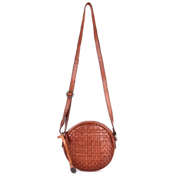 NAOMI ROUND BAG – Genuine Leather Round Crossbody Bag for Women - Cognac