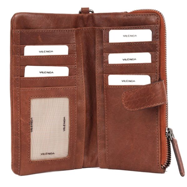 WINNIE LADY PURSE – Genuine Tan Leather Wallet for Women with Detachable Wristlet