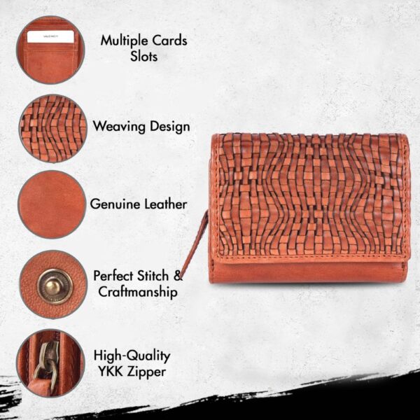SKYLAR LADY WALLET – Genuine Cognac Leather Women's Wallet with RFID Blocking