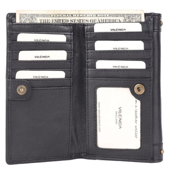 Vintage Italian Leather Boho Studded Trifold Wallet-Zipper Coin Purse & Credit Card Holder for Women – Stylish, Secure & Functional