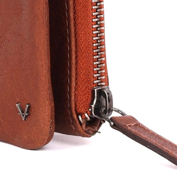 WINNIE LADY PURSE – Genuine Tan Leather Wallet for Women with Detachable Wristlet