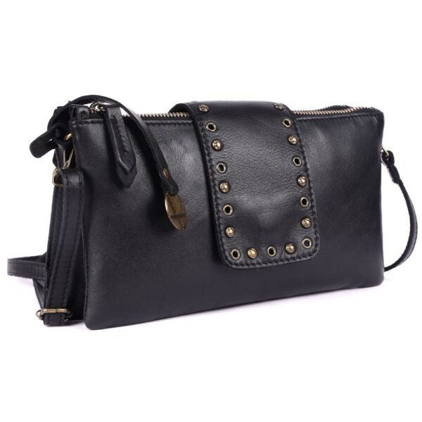 9.5 inch Genuine Italian Leather Boho Studded Crossbody Sling Bag - Stylish, Durable, & Perfect for Everyday Use for women
