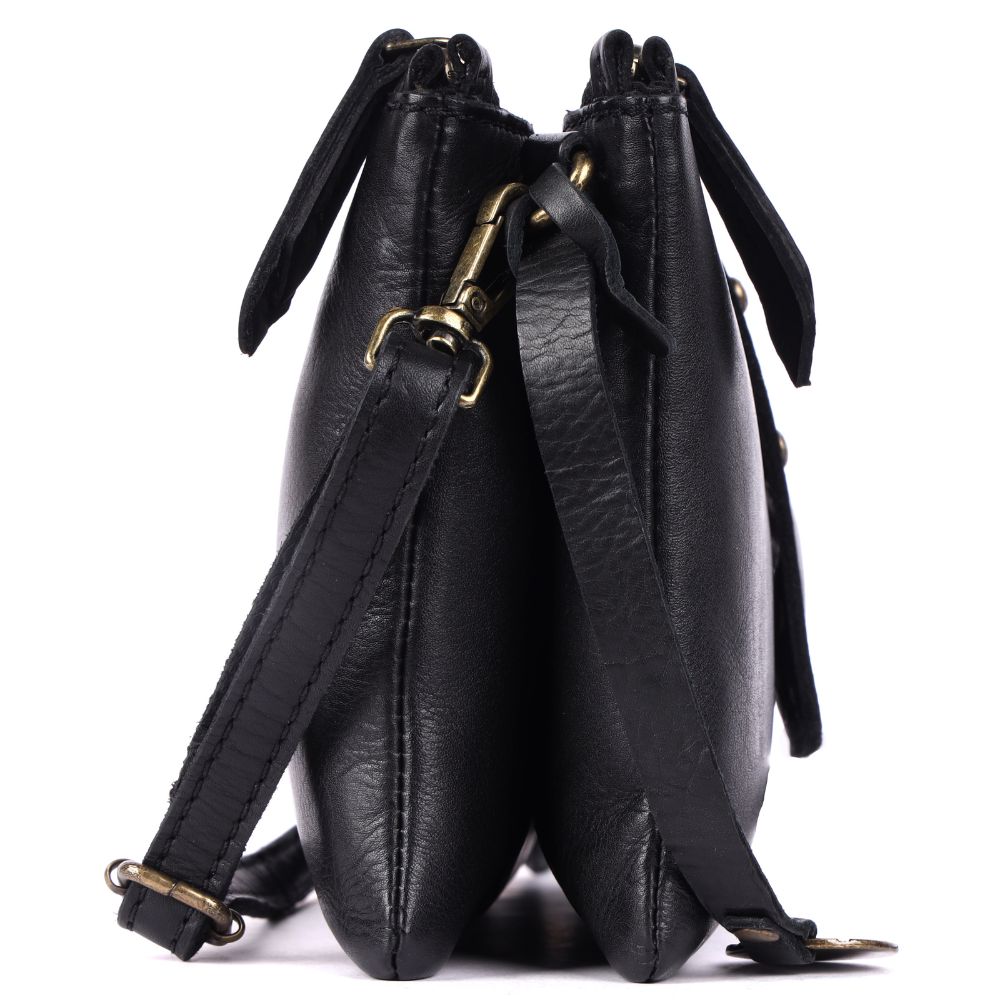 9.5 inch Genuine Italian Leather Boho Studded Crossbody Sling Bag - Stylish, Durable, & Perfect for Everyday Use for women