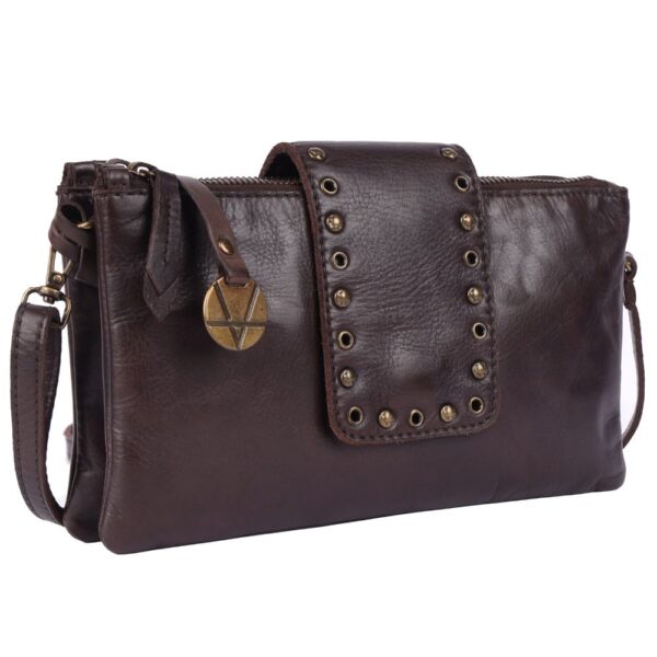 9.5 inch Genuine Italian Leather Boho Studded Crossbody Sling Bag - Stylish, Durable, & Perfect for Everyday Use for women