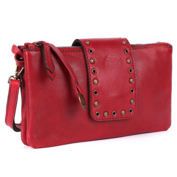 9.5 inch Genuine Italian Leather Boho Studded Crossbody Sling Bag - Stylish, Durable, & Perfect for Everyday Use for women