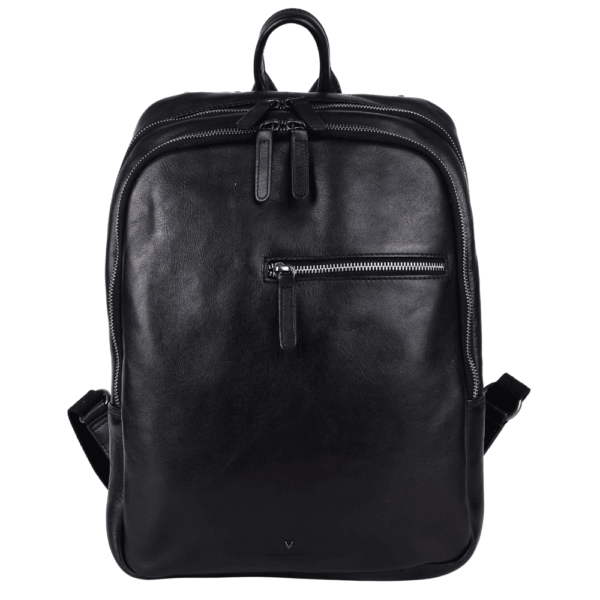 15 Inch Genuine Leather Backpack for Women and Men, Black Leather Backpack with Adjustable Shoulder Strap