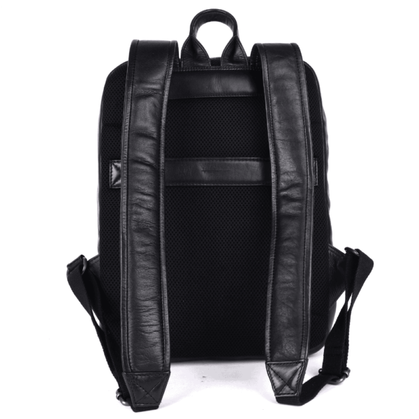 15 Inch Genuine Leather Backpack for Women and Men, Black Leather Backpack with Adjustable Shoulder Strap