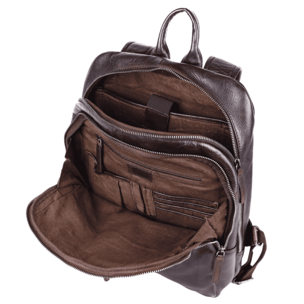 15 Inch Genuine Leather Backpack for Women and Men, Brown Leather Backpack with Adjustable Shoulder Strap