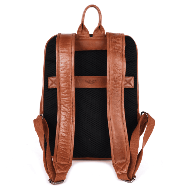 15 Inch Genuine Leather Backpack for Women and Men, Cognac Leather Backpack with Adjustable Shoulder Strap