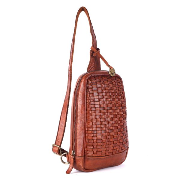 Genuine Leather Body Bag Unisex Trendy Casual Travelling Essentials Kept Bag, Durable Secure Travel Cognac