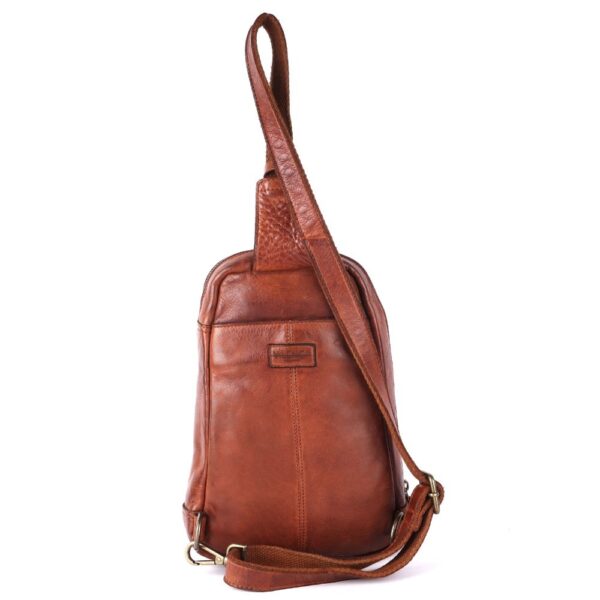 Genuine Leather Body Bag Unisex Trendy Casual Travelling Essentials Kept Bag, Durable Secure Travel Cognac