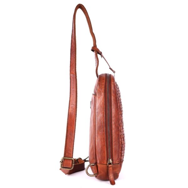 Genuine Leather Body Bag Unisex Trendy Casual Travelling Essentials Kept Bag, Durable Secure Travel Cognac