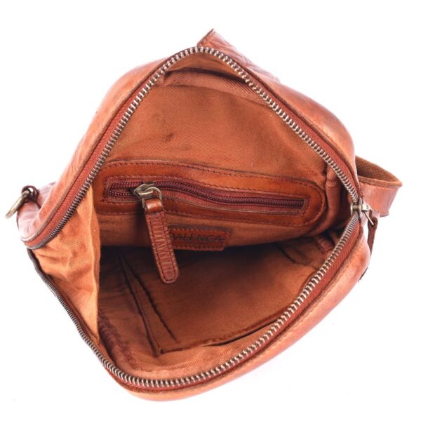 Genuine Leather Body Bag Unisex Trendy Casual Travelling Essentials Kept Bag, Durable Secure Travel Cognac