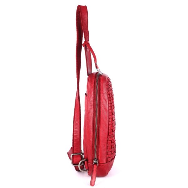 Genuine Leather Body Bag Unisex Trendy Casual Travelling Essentials Kept Bag, Durable Secure Travel Red