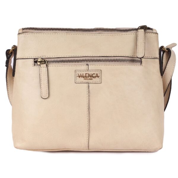 Genuine Italian Leather Boho Studded Crossbody Sling Bag – Beige