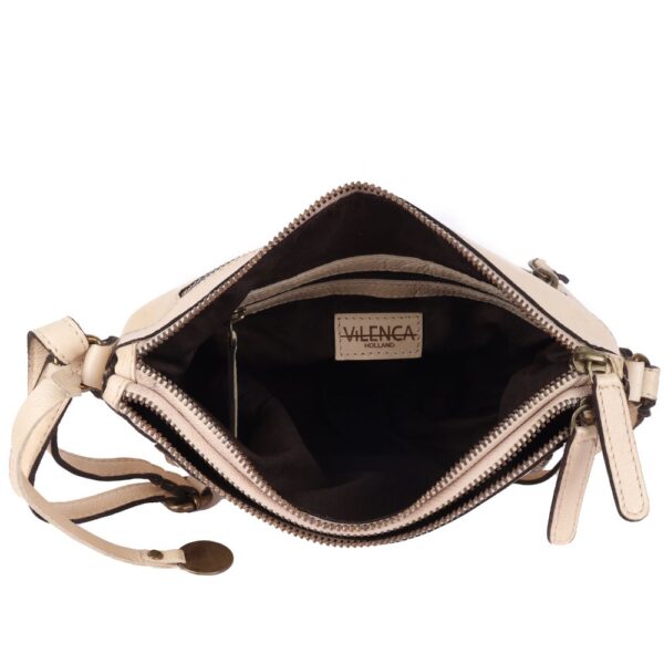 Genuine Italian Leather Boho Studded Crossbody Sling Bag – Beige