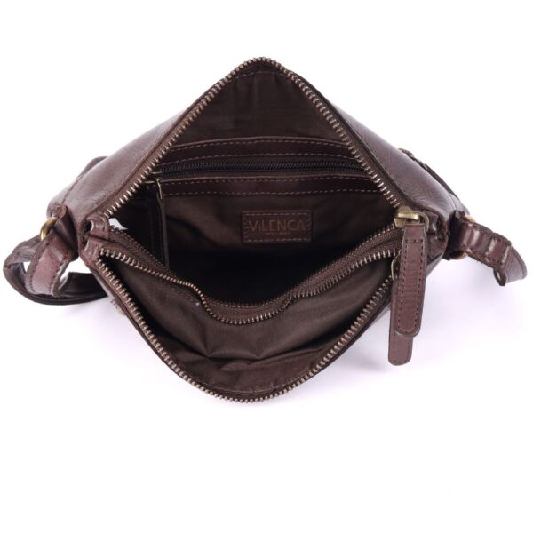 Genuine Italian Leather Boho Studded Crossbody Sling Bag – Brown