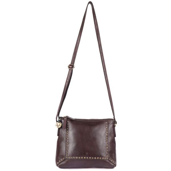 Genuine Italian Leather Boho Studded Crossbody Sling Bag – Brown