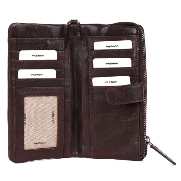 WINNIE LADY PURSE – Genuine Leather Wallet for Women with Detachable Wristlet- Chestnut