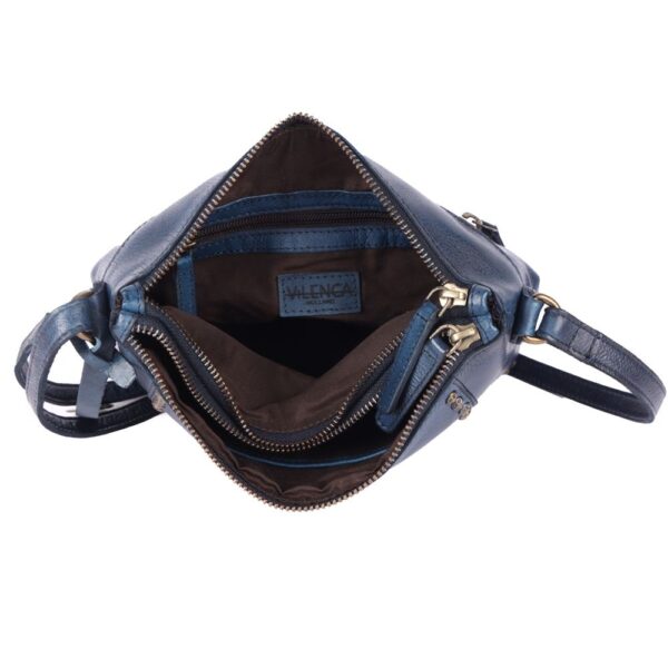 Genuine Italian Leather Boho Studded Crossbody Sling Bag – Navy