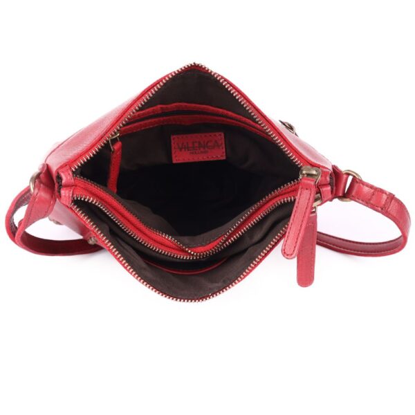Genuine Italian Leather Boho Studded Crossbody Sling Bag – Red