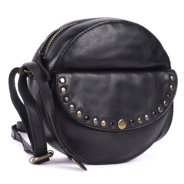 Genuine Italian Leather Boho Studded Round Crossbody Sling Bag - Stylish, Durable, & Perfect for Everyday Use for women