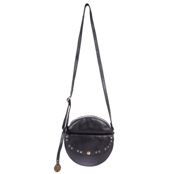 Genuine Italian Leather Boho Studded Round Crossbody Sling Bag - Stylish, Durable, & Perfect for Everyday Use for women