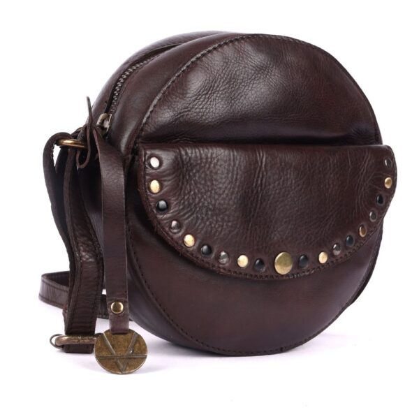 Genuine Italian Leather Boho Studded Round Crossbody Sling Bag - Stylish, Durable, & Perfect for Everyday Use for women