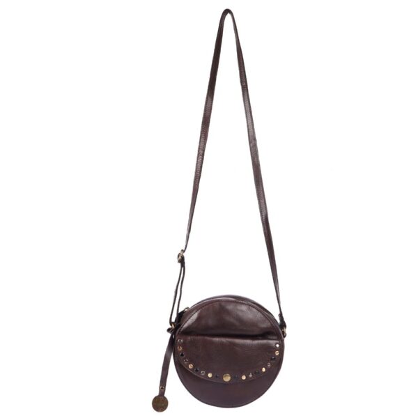 Genuine Italian Leather Boho Studded Round Crossbody Sling Bag - Stylish, Durable, & Perfect for Everyday Use for women