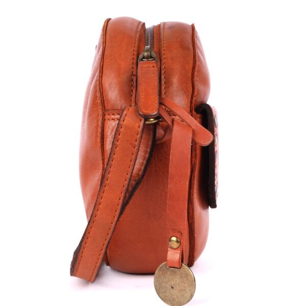 Genuine Italian Leather Boho Studded Round Crossbody Sling Bag - Stylish, Durable, & Perfect for Everyday Use for women