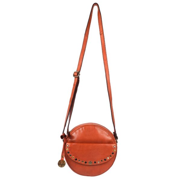 Genuine Italian Leather Boho Studded Round Crossbody Sling Bag - Stylish, Durable, & Perfect for Everyday Use for women