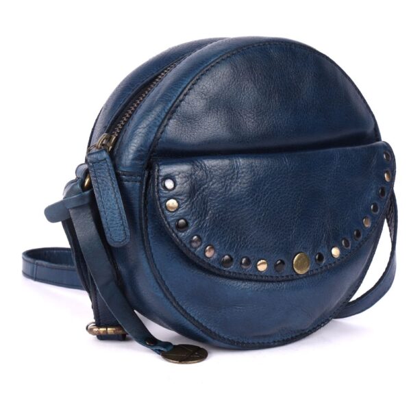 Genuine Italian Leather Boho Studded Round Crossbody Sling Bag - Stylish, Durable, & Perfect for Everyday Use for women