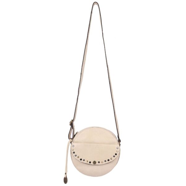 Genuine Italian Leather Boho Studded Round Crossbody Sling Bag - Stylish, Durable, & Perfect for Everyday Use for women