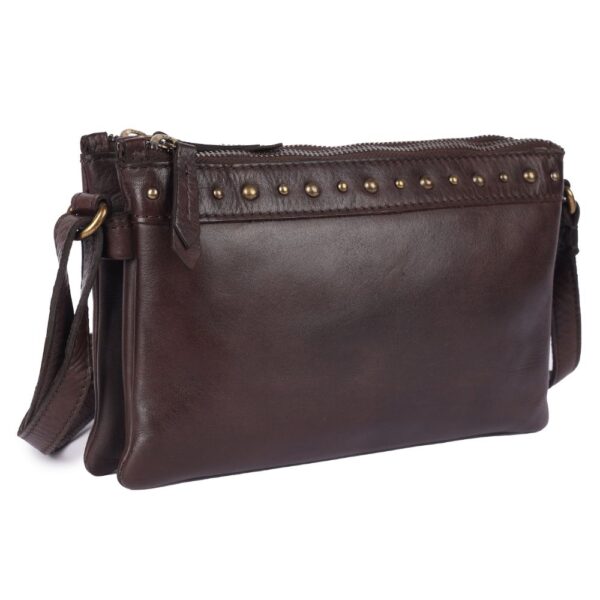 9 inch Women's Genuine Italian Leather Boho Studded Crossbody Sling Bag – Premium Quality, Stylish