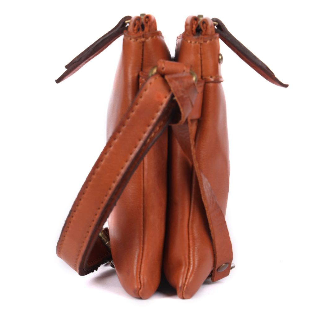 9 inch Women's Genuine Italian Leather Boho Studded Crossbody Sling Bag – Premium Quality, Stylish