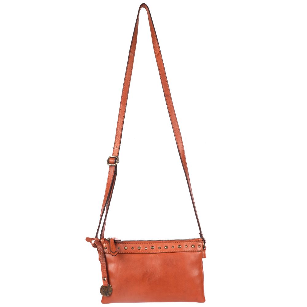 9 inch Women's Genuine Italian Leather Boho Studded Crossbody Sling Bag – Premium Quality, Stylish