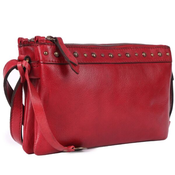 9 inch Women's Genuine Italian Leather Boho Studded Crossbody Sling Bag – Premium Quality, Stylish