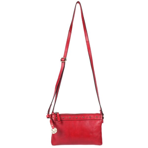 9 inch Women's Genuine Italian Leather Boho Studded Crossbody Sling Bag – Premium Quality, Stylish