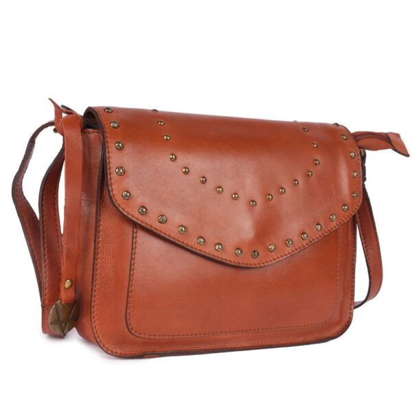 Genuine Italian Leather Boho Studded Crossbody Sling Bag - Stylish, Durable, & Perfect for Everyday Use for Women