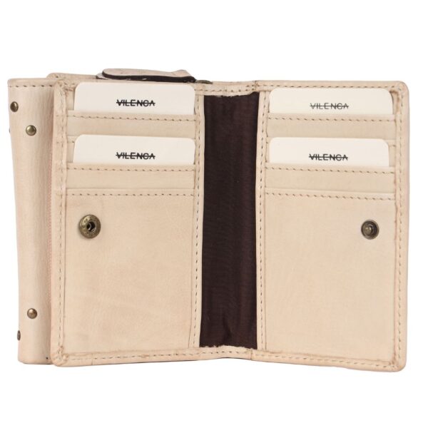 Genuine Italian Leather Boho Studded Trifold Double Flap Closure Wallet – Zipper Coin Purse & Credit Card Holder for Women