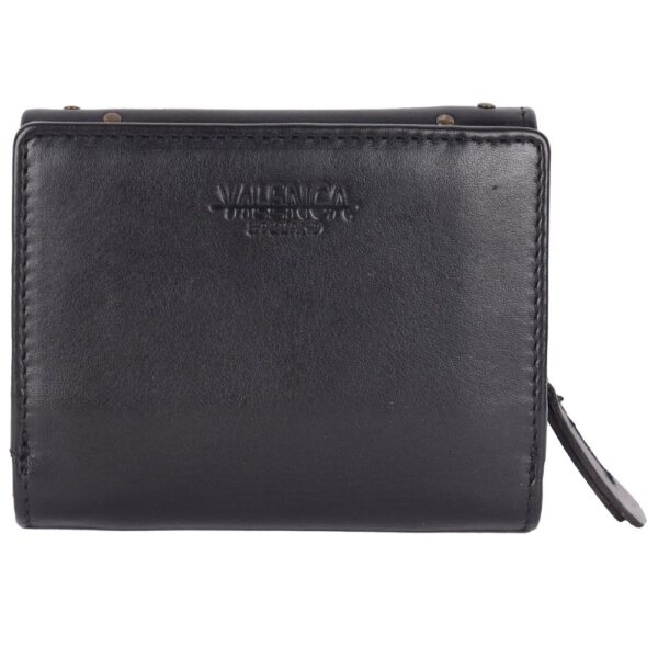 Genuine Italian Leather Boho Studded Trifold Double Flap Closure Wallet – Zipper Coin Purse & Credit Card Holder for Women