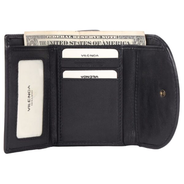 Genuine Italian Leather Boho Studded Trifold Double Flap Closure Wallet – Zipper Coin Purse & Credit Card Holder for Women