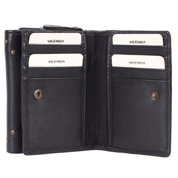 Genuine Italian Leather Boho Studded Trifold Double Flap Closure Wallet – Zipper Coin Purse & Credit Card Holder for Women