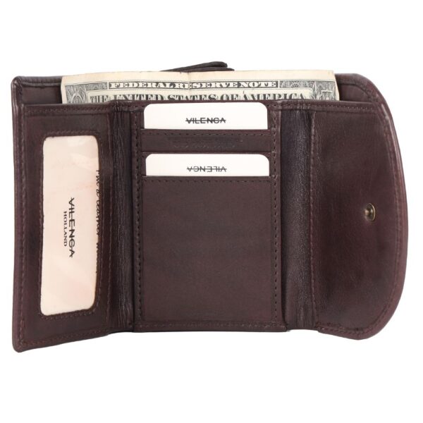 Genuine Italian Leather Boho Studded Trifold Double Flap Closure Wallet – Zipper Coin Purse & Credit Card Holder for Women
