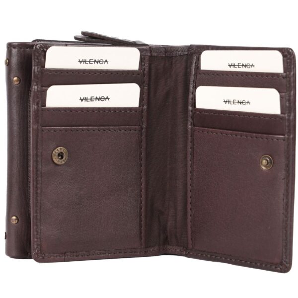 Genuine Italian Leather Boho Studded Trifold Double Flap Closure Wallet – Zipper Coin Purse & Credit Card Holder for Women