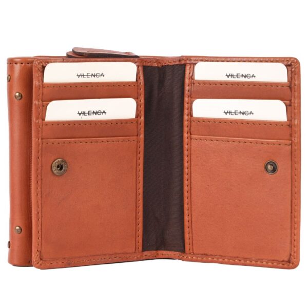 Genuine Italian Leather Boho Studded Trifold Double Flap Closure Wallet – Zipper Coin Purse & Credit Card Holder for Women