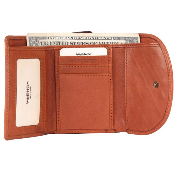 Genuine Italian Leather Boho Studded Trifold Double Flap Closure Wallet – Zipper Coin Purse & Credit Card Holder for Women