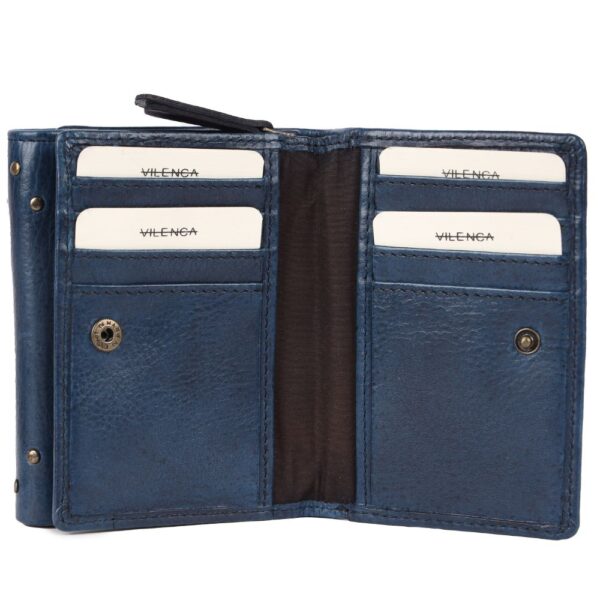 Genuine Italian Leather Boho Studded Trifold Double Flap Closure Wallet – Zipper Coin Purse & Credit Card Holder for Women